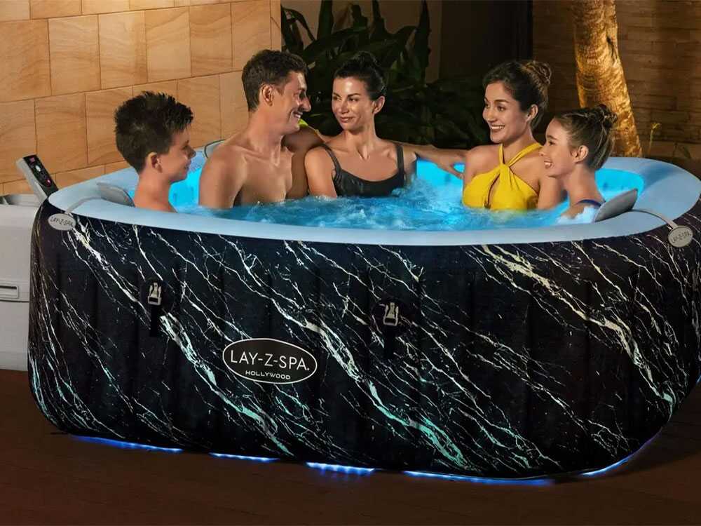 Bestway Lay-Z-Spa Hollywood AirJet 6001F carré - Ø180x66 cm - Spa gonflable pour 4-6 personnes