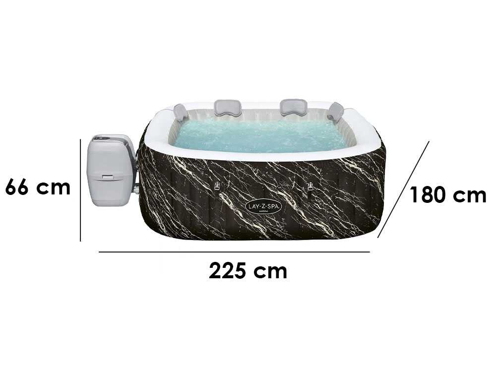 Bestway Lay-Z-Spa Hollywood AirJet 6001F carré - Ø180x66 cm - Spa gonflable pour 4-6 personnes