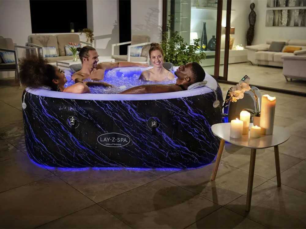 Bestway Lay-Z-Spa Hollywood AirJet 6001F carré - Ø180x66 cm - Spa gonflable pour 4-6 personnes