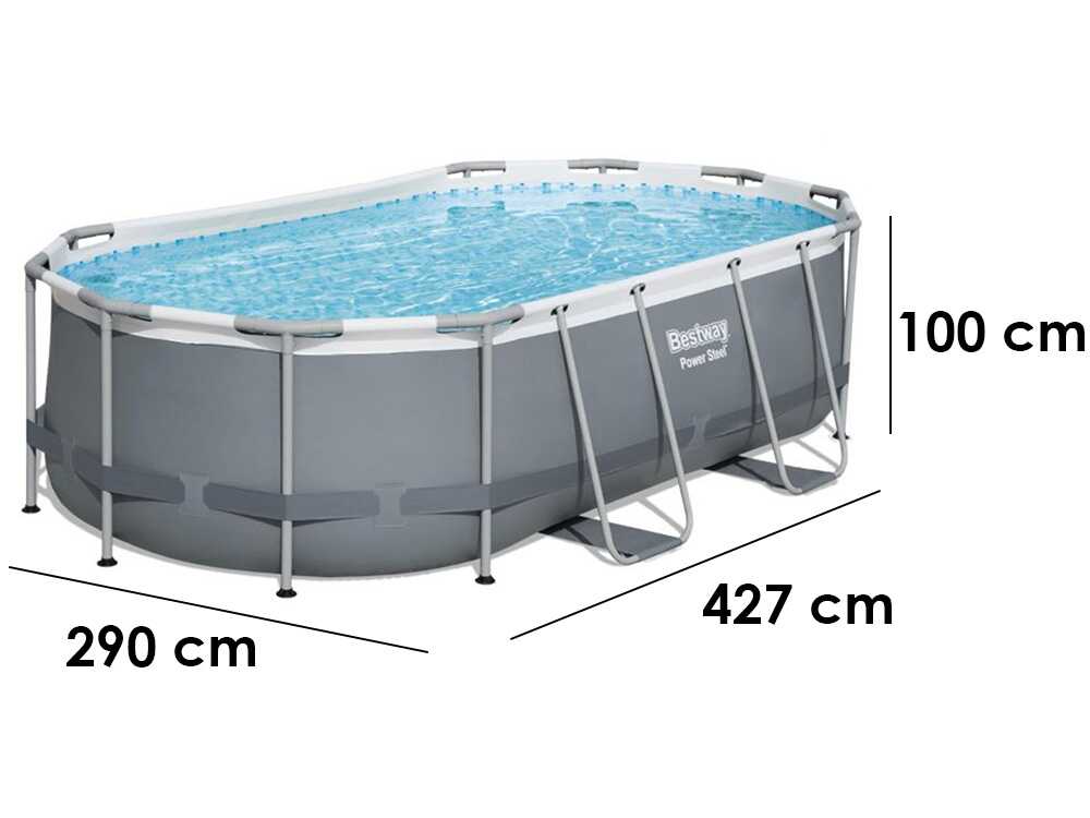 Piscine ovale Bestway Power Steel 56620 427x250x100 cm gris foncé