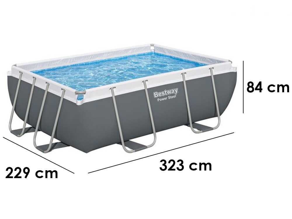 Piscine rectangulaire Bestway Power Steel 56629 282x196x84 cm vue d'ensemble