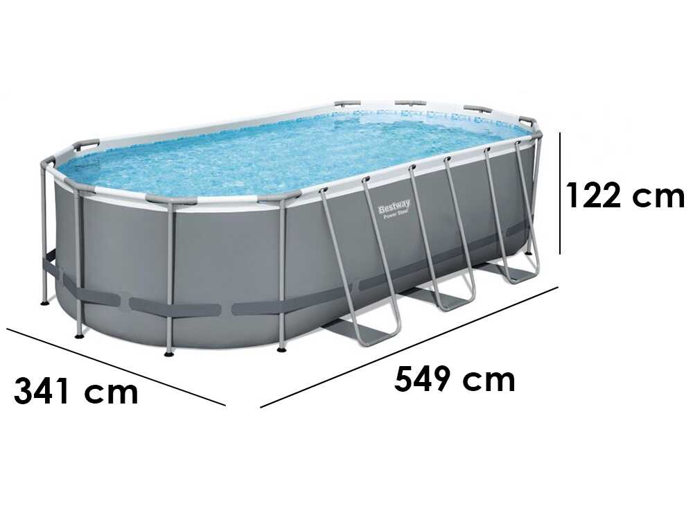 Piscine ovale Bestway Power Steel 56710 549x274x122 cm gris foncé