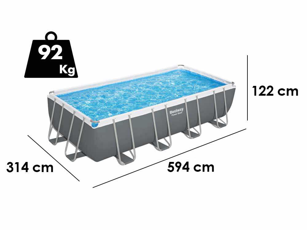 Bestway Power Steel Rectangulaire 56466 - 594x274x122 cm - Piscine hors-sol