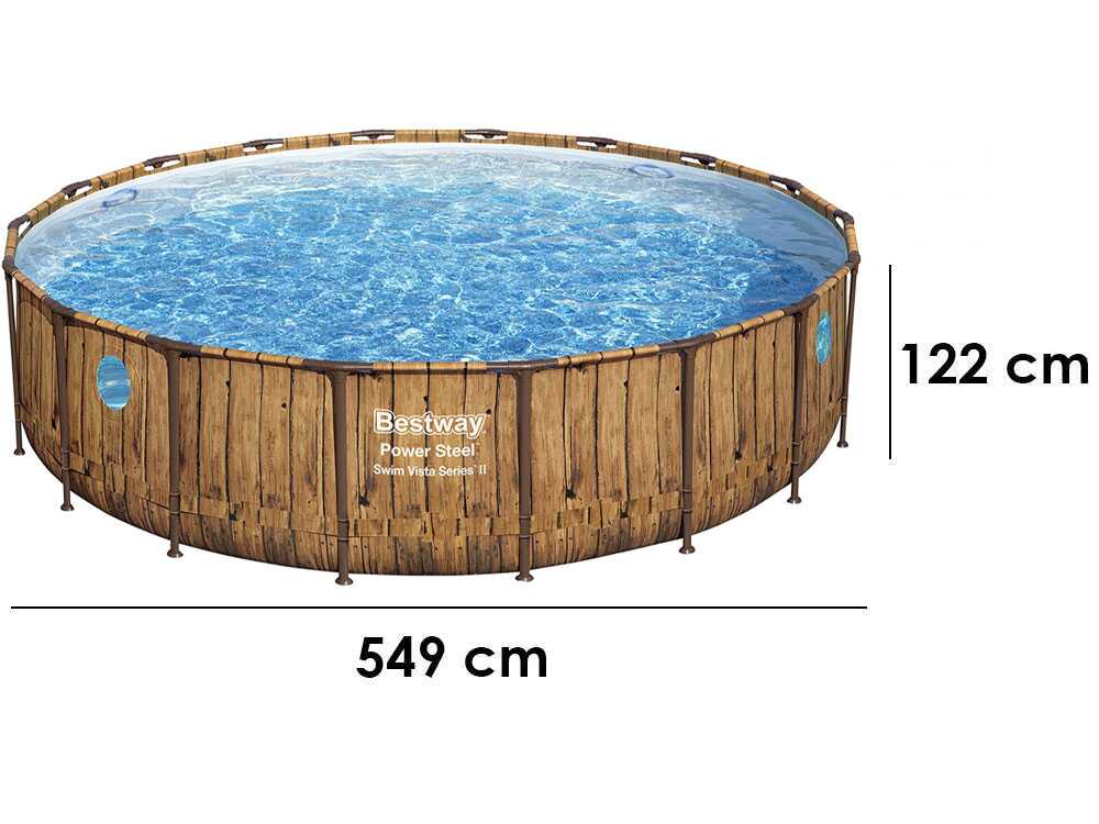 Piscine ronde Bestway Power Steel Swim Vista 56977 avec hublots intégrés vue de face