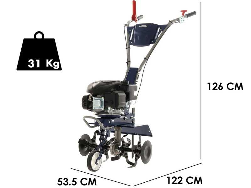 BullMach FLORA 40 – Motobineuse à essence 4,5 CV, moteur Loncin 139 cm³