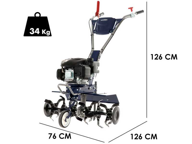 BullMach FLORA 60 – Motobineuse à essence 4,5 CV, moteur Loncin 139 cm³, fraise 68 cm