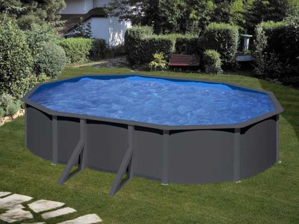 Gre Anthracite Ovale 610 x 375 x 120 cm - Piscine hors-sol en acier