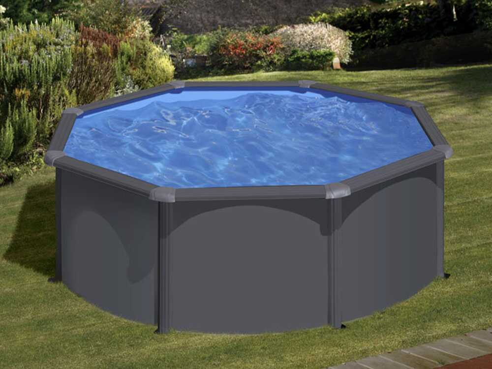 Gre Anthracite Ronde Ø300 x 120 cm - Piscine hors-sol en acier