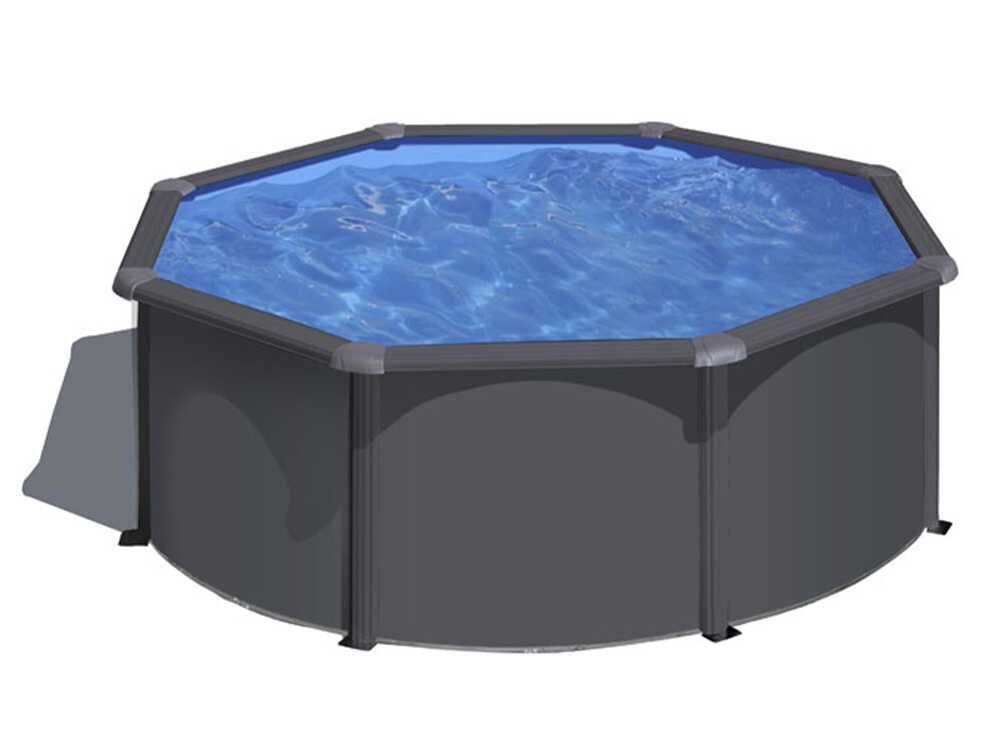 Gre Anthracite Ronde Ø300 x 120 cm - Piscine hors-sol en acier