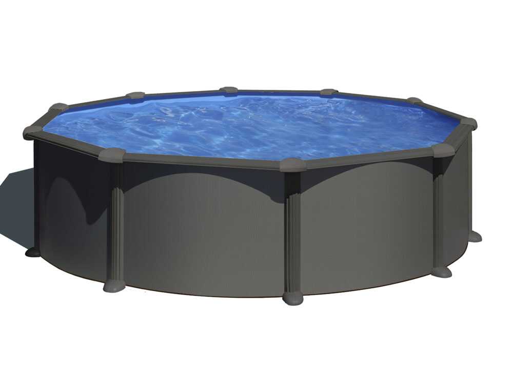 Gre Anthracite Ronde Ø460 x 120 cm - Piscine hors-sol en acier