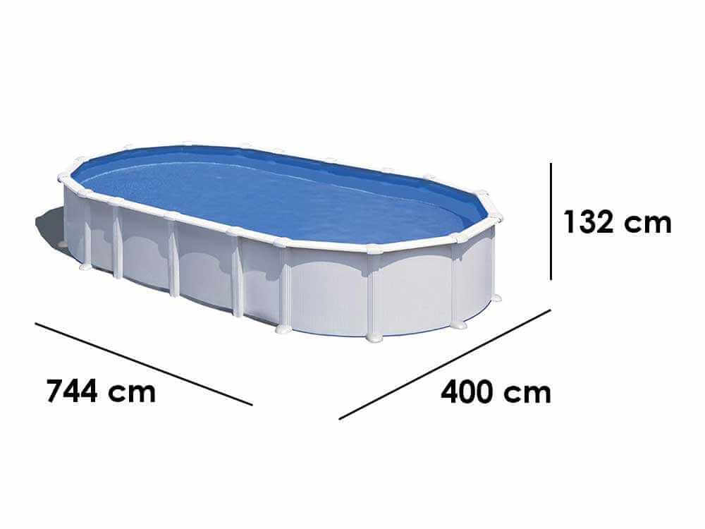 Gre Haiti Ovale 730 x 375 x 132 cm - Piscine hors-sol en acier - Traverses enterrées