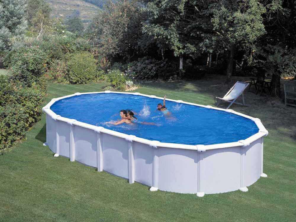 Gre Haiti Ovale 730 x 375 x 132 cm - Piscine hors-sol en acier - Traverses enterrées